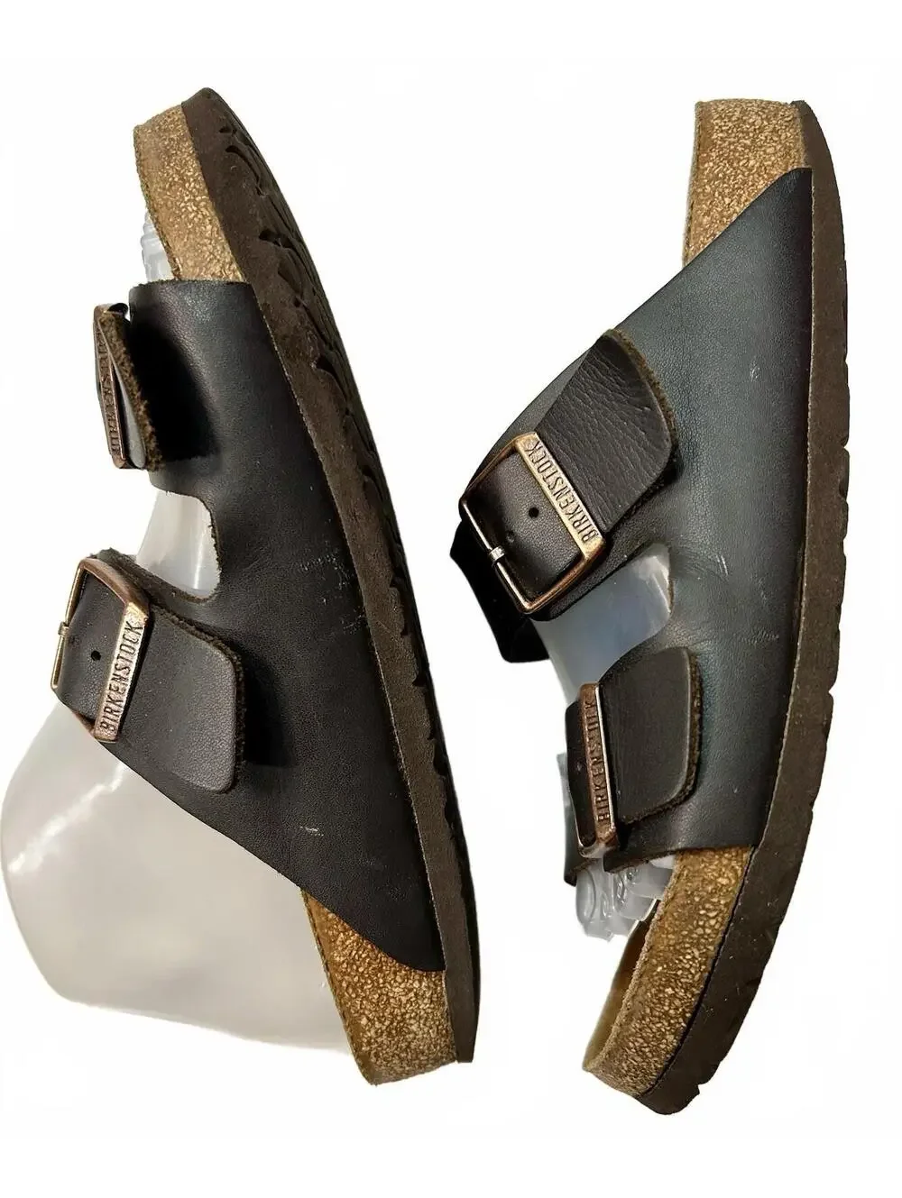 Birkenstock Arizona Men’s Brown Leather Slide Sandals 6.5 Adjustable Buckle boho